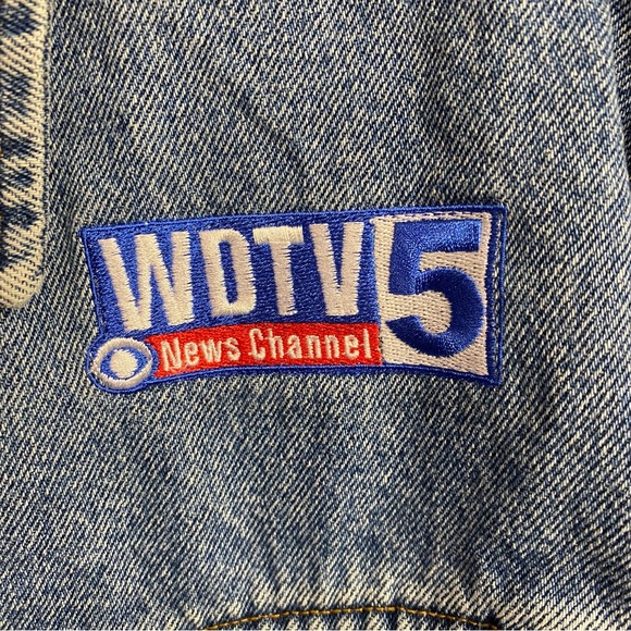 Vtg Lee Denim Jacket with TV Station Embroidered Logo - Picture 3 of 8